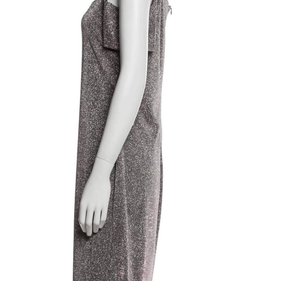 NWT MARINA Silvery Pink Square Neckline, Off-The-Shoulder Dress, Size M - Picture 9 of 10